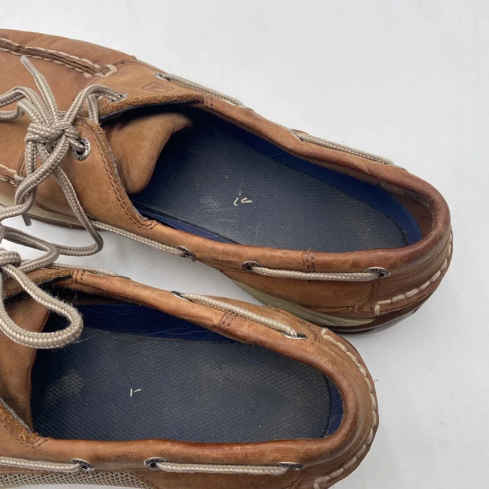 Sperry Top-Sider Billfish Boat Shoes Mens 10M Tan Leather Mesh Nautical Classic
